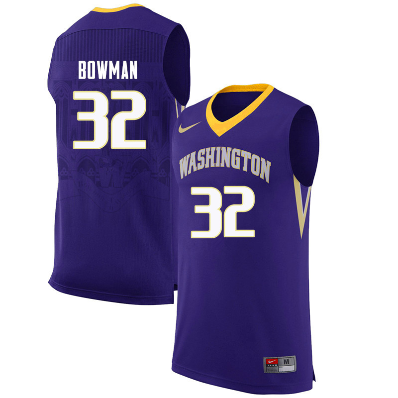 Men Washington Huskies #32 Greg Bowman College Basketball Jerseys Sale-Purple